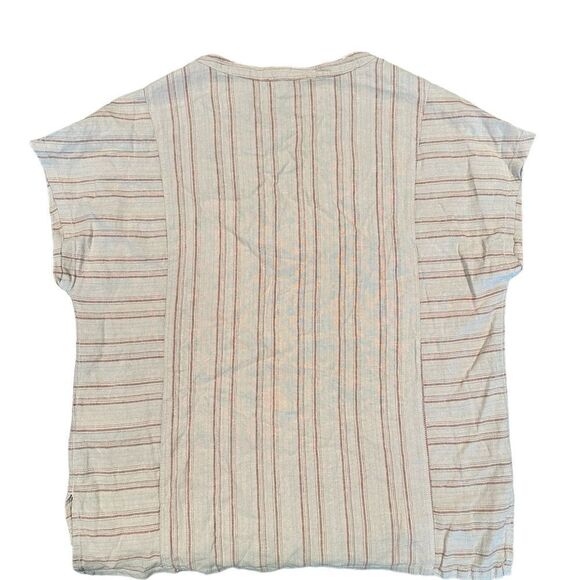 NWOT- Jones & Co Women’s Short Sleeve V Neck Cream Top Shirt Side Slit - Size SM - Picture 2 of 9